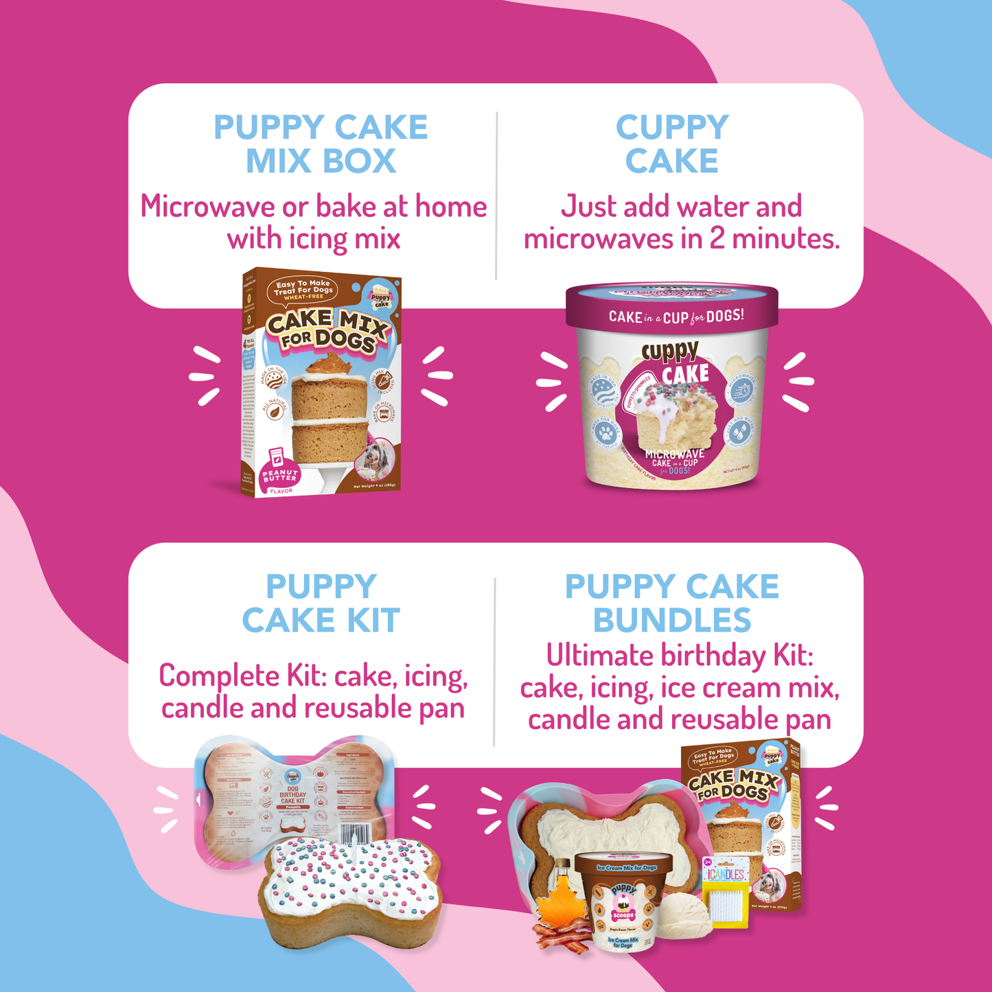 Puppy Cake - Dog Birthday Cake Mixes with Icing: Pumpkin (wheat-free)