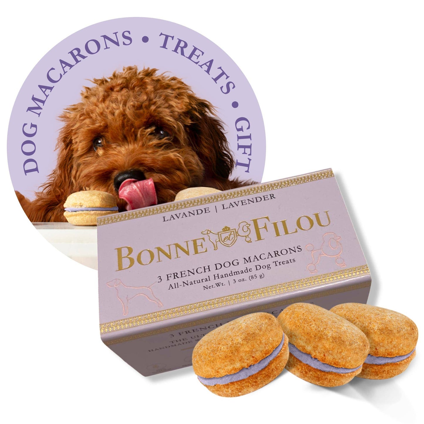 Bonne et Filou Dog Macarons | Vanilla (3 count)