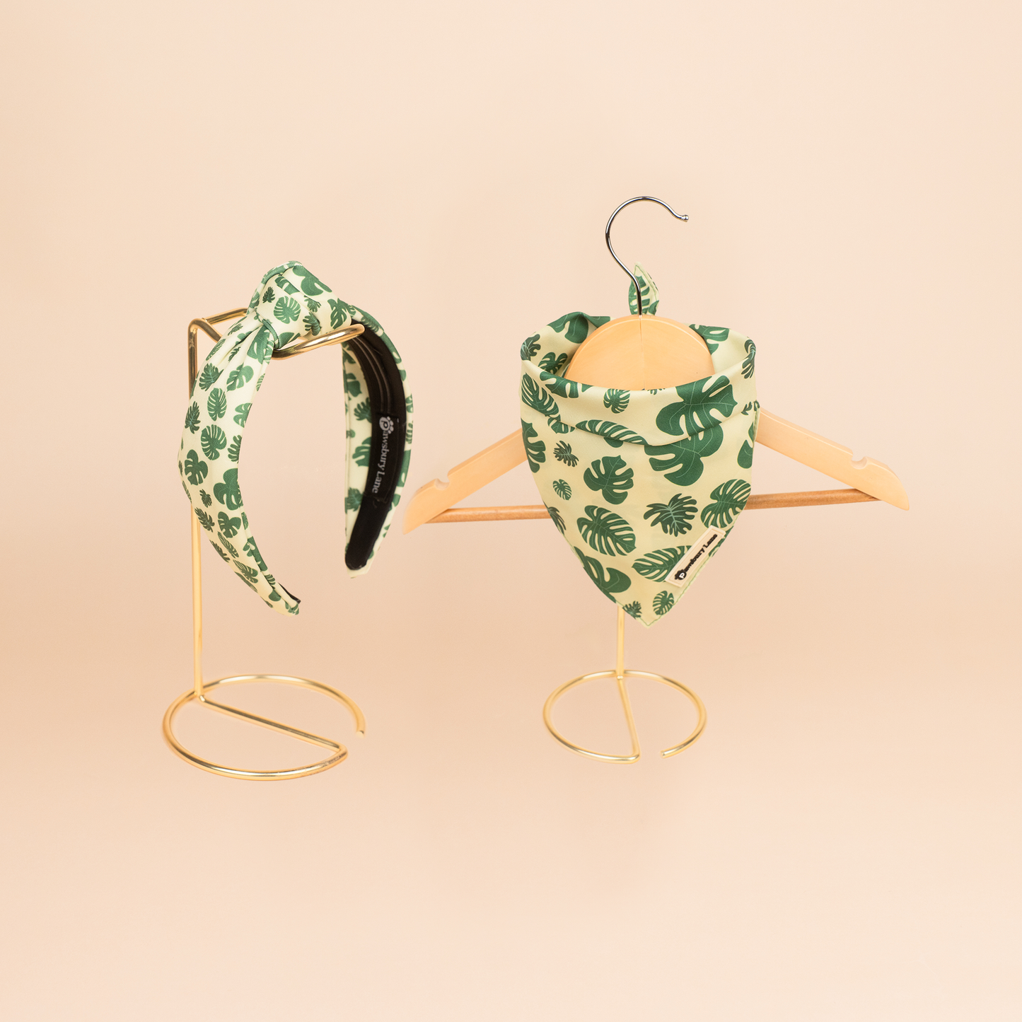 Matching Headband and Bandana - Monstera