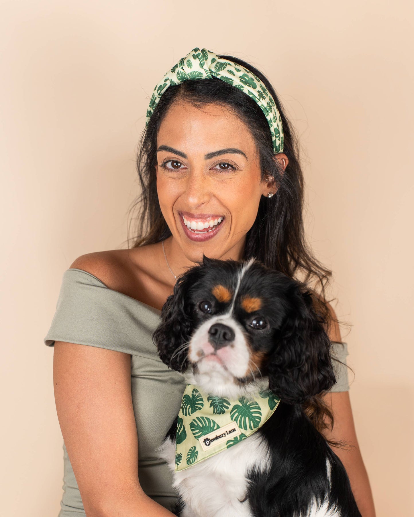 Matching Headband and Bandana - Monstera