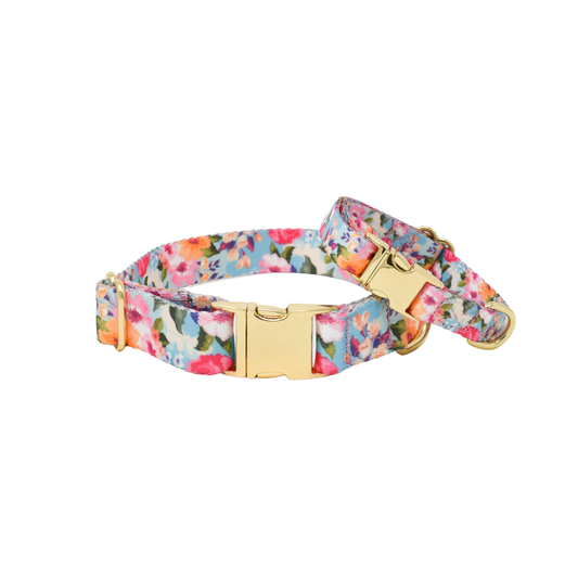 Blue Undertone Floral Dog Collar