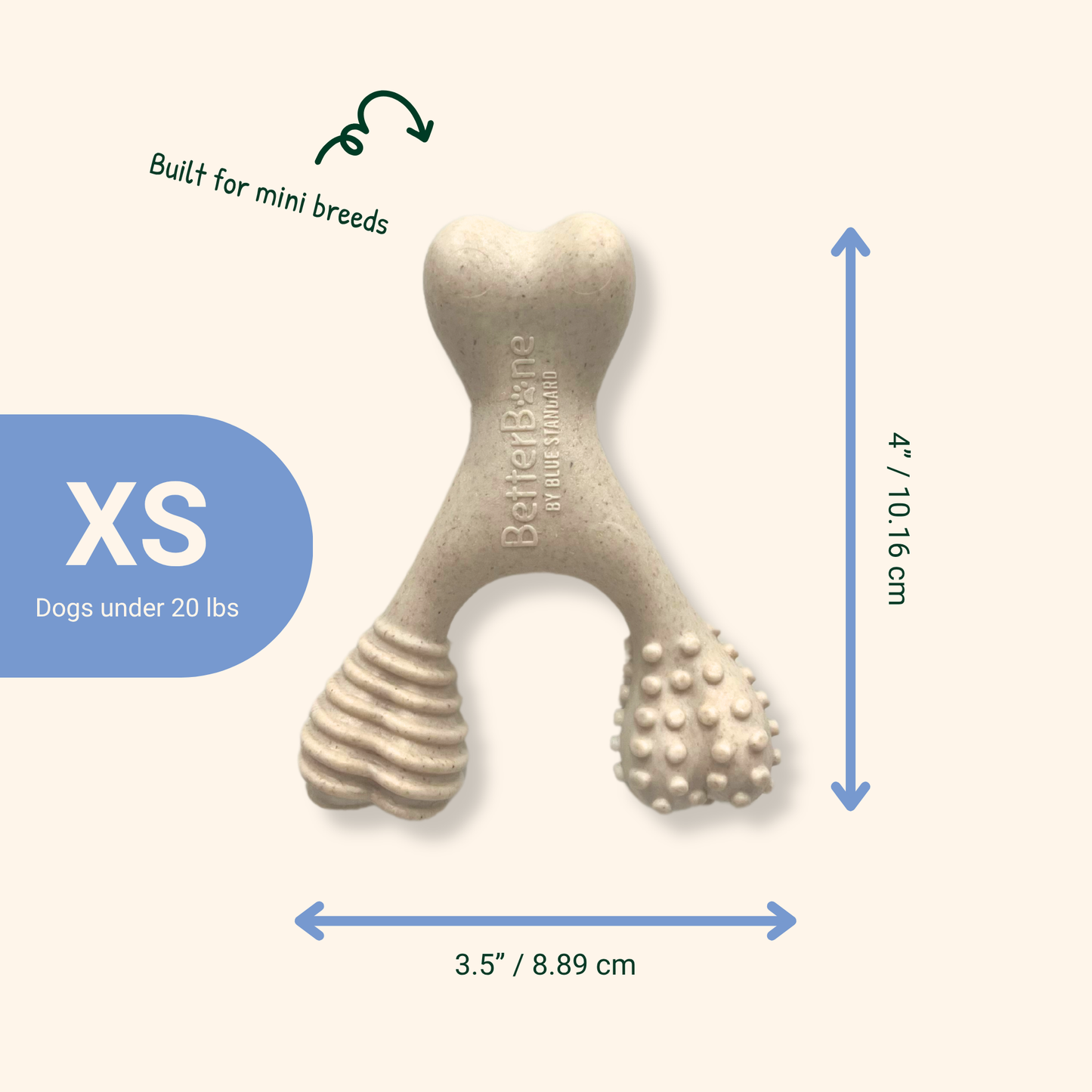 BetterBone Wishbone Plant Based Chew Toy - MINI SIZE: Moderate / Beef / Mini