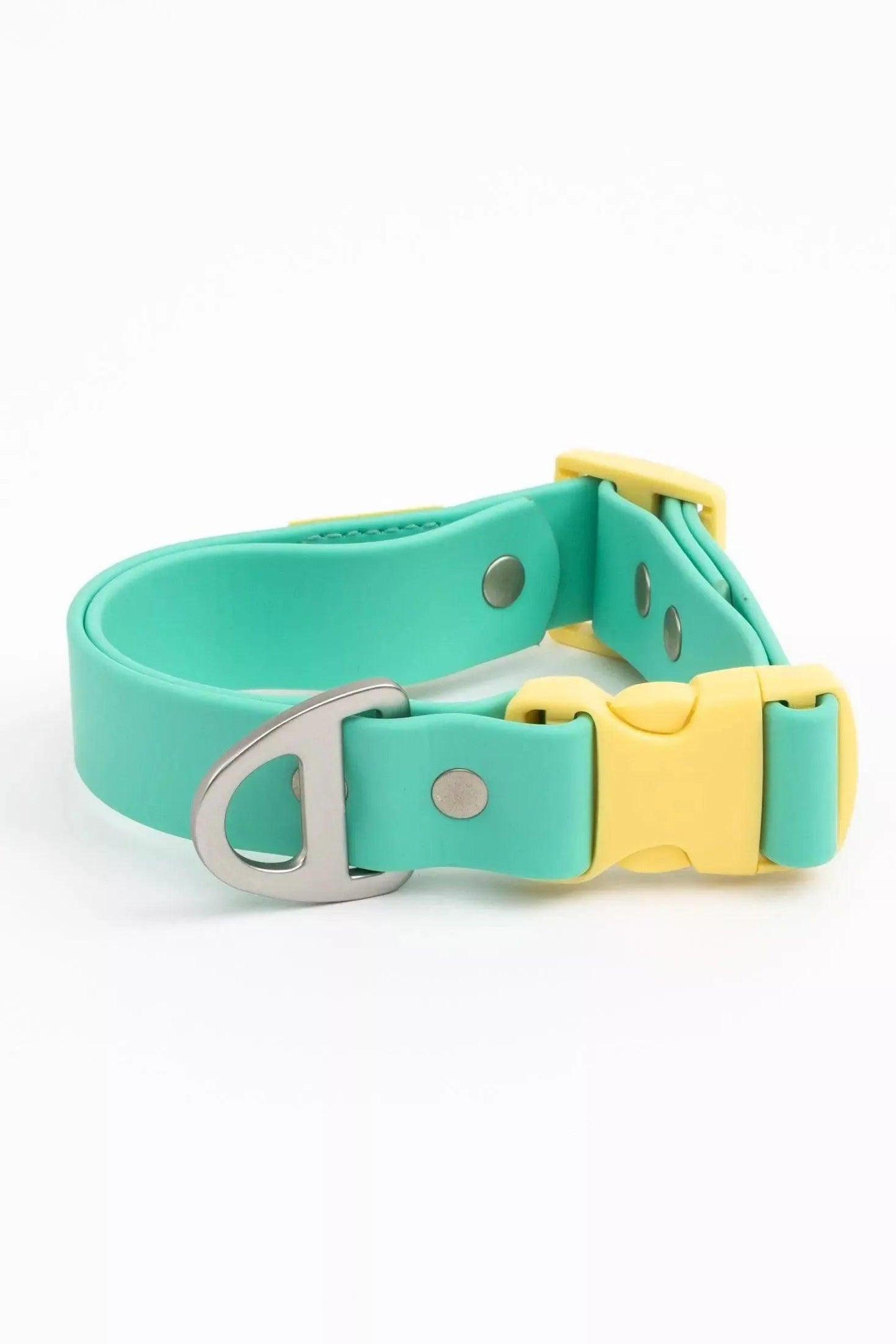 Island Vibes Waterproof Dog Collar: Aqua / Sunshine Yellow / 11 - 13