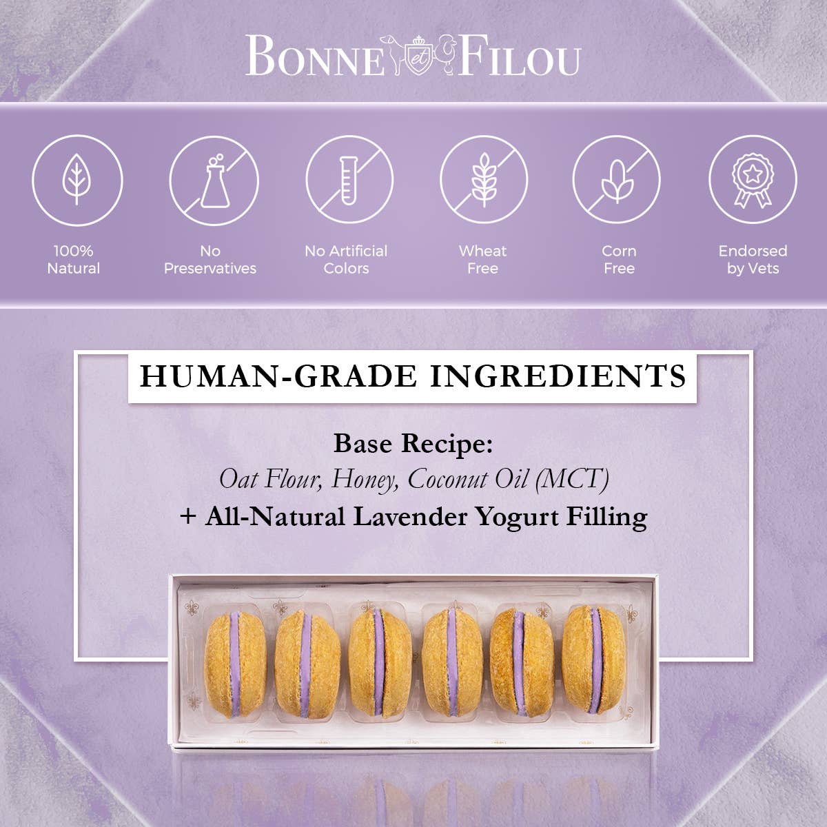 Bonne et Filou Dog Macarons | Peanut Butter (3 count)