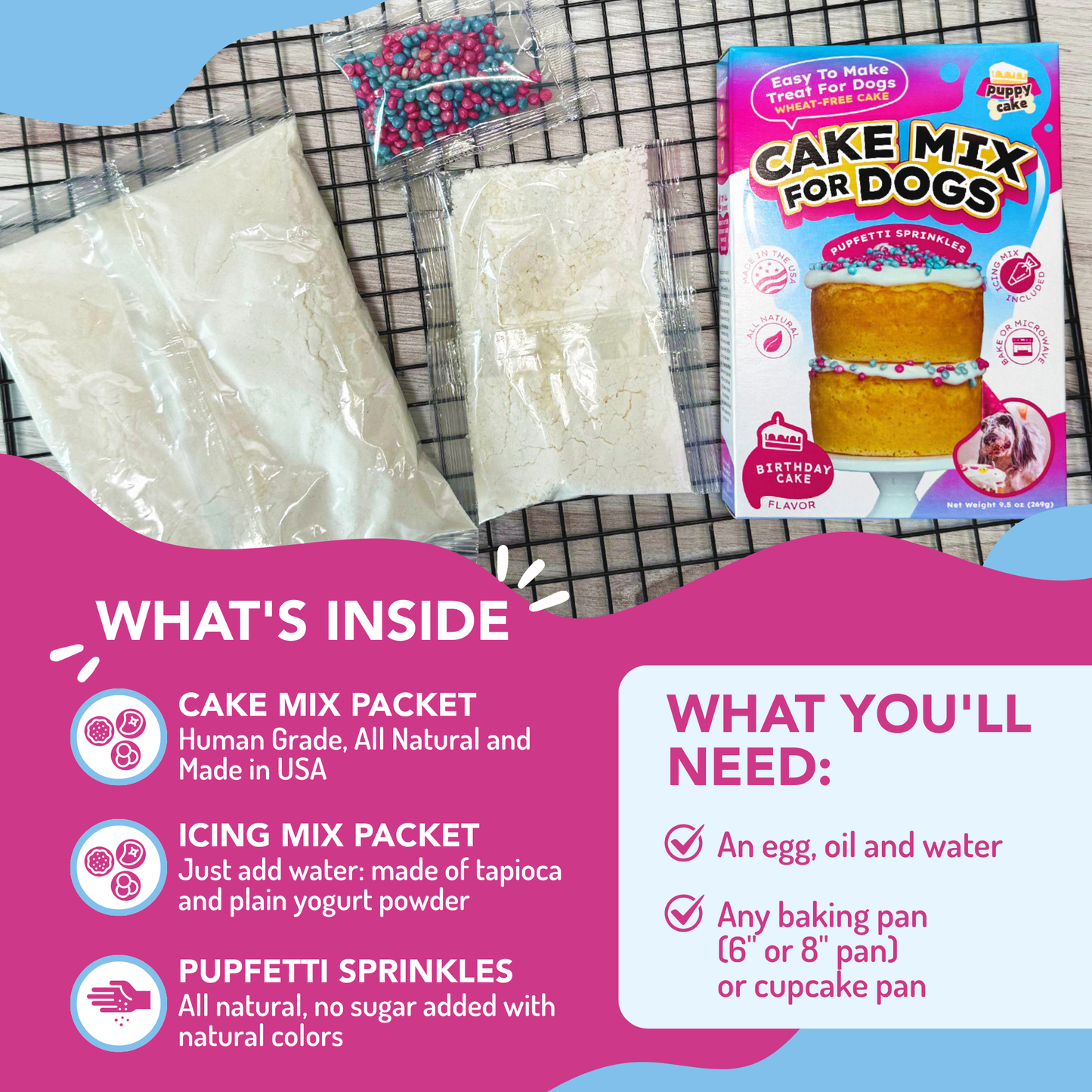 Puppy Cake - Dog Birthday Cake Mixes with Icing: Pumpkin (wheat-free)