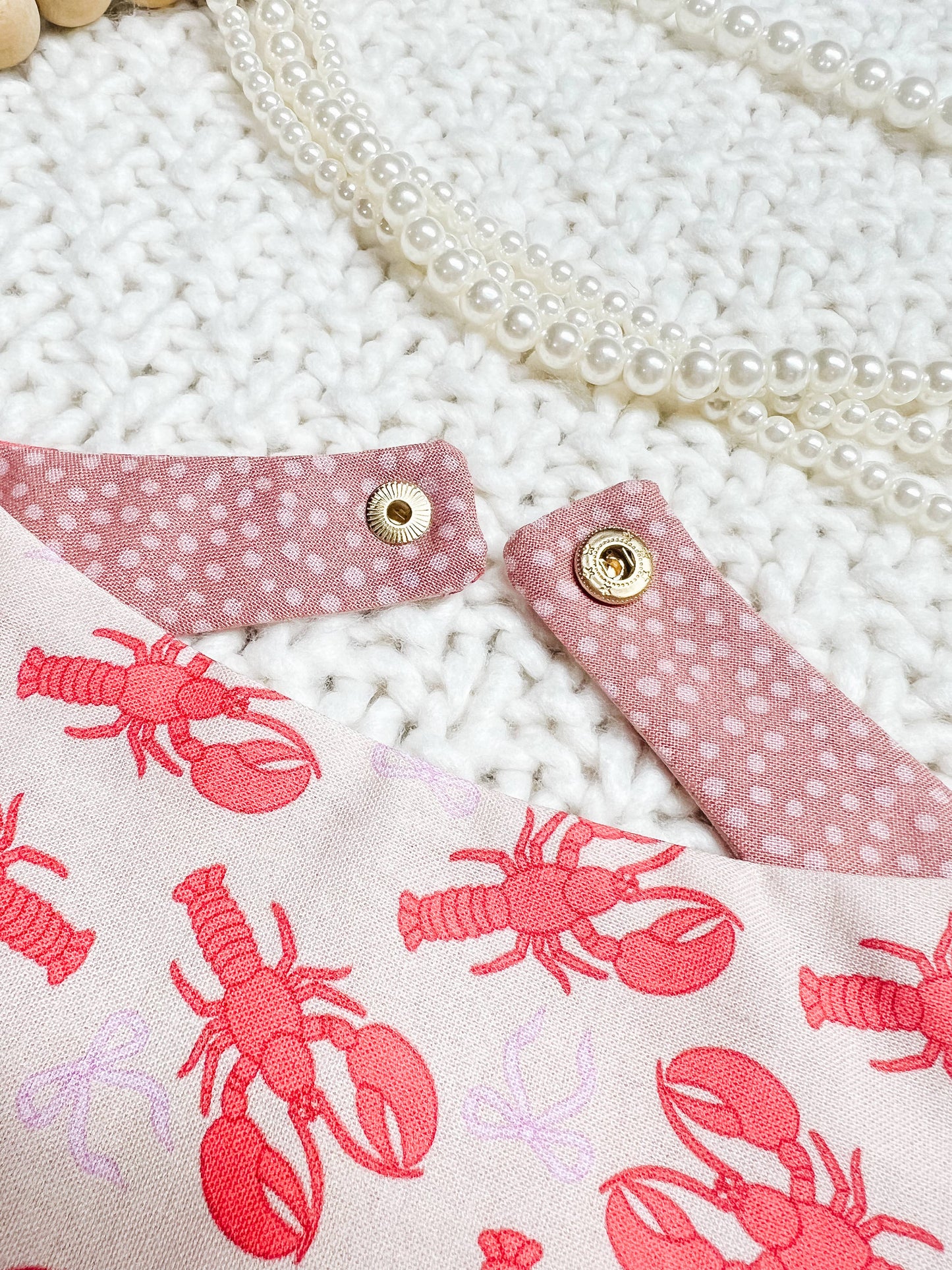Lobster Snap-On Reversible Dog Bandana, Curved Neck: L