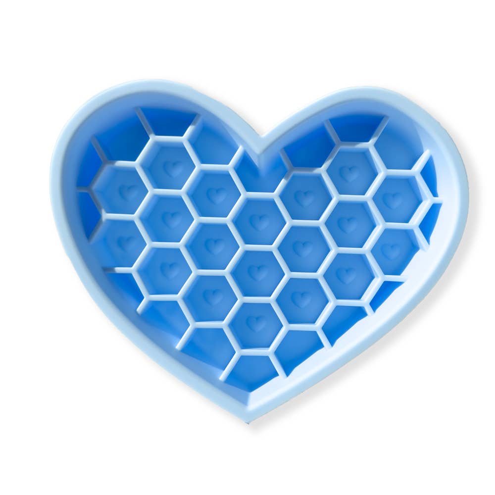 Heart Slow Feeder with Lick Mat : Sky Blue