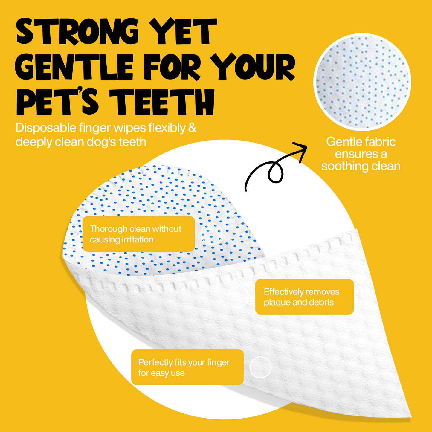 ROOFUS Peanut Butter Dental Wipes – Gentle, Effective Oral Care for Dogs & Cats