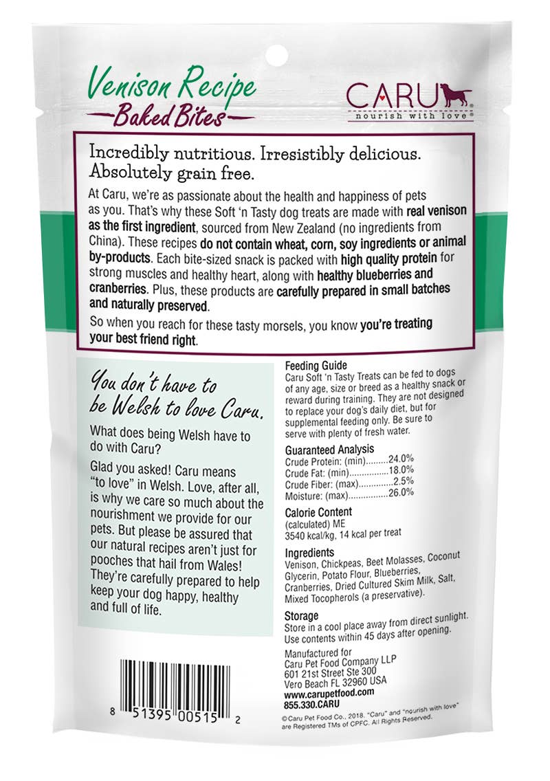 Caru Soft 'n Tasty Venison Recipe Bites for Dogs