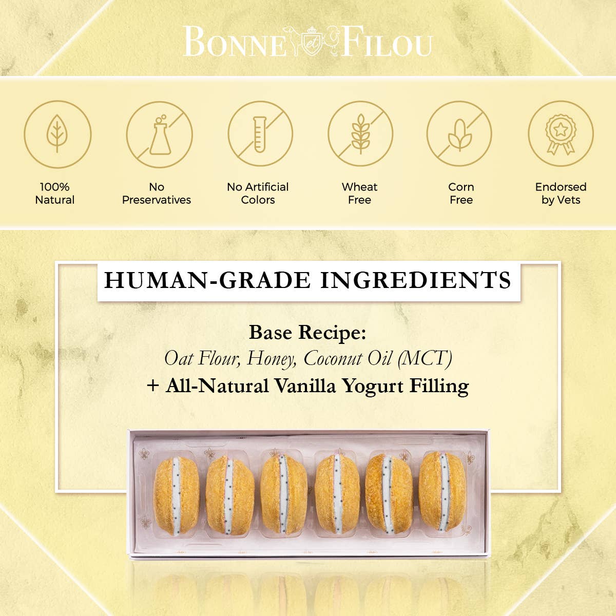 Bonne et Filou Dog Macarons | Vanilla (3 count)