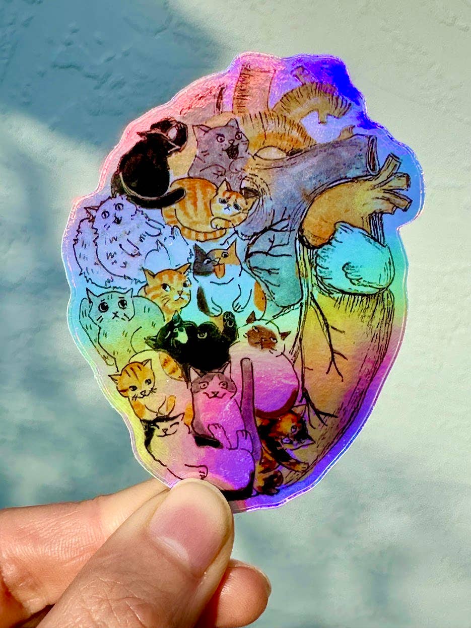 Cats In My Heart Holographic Vinyl Sticker