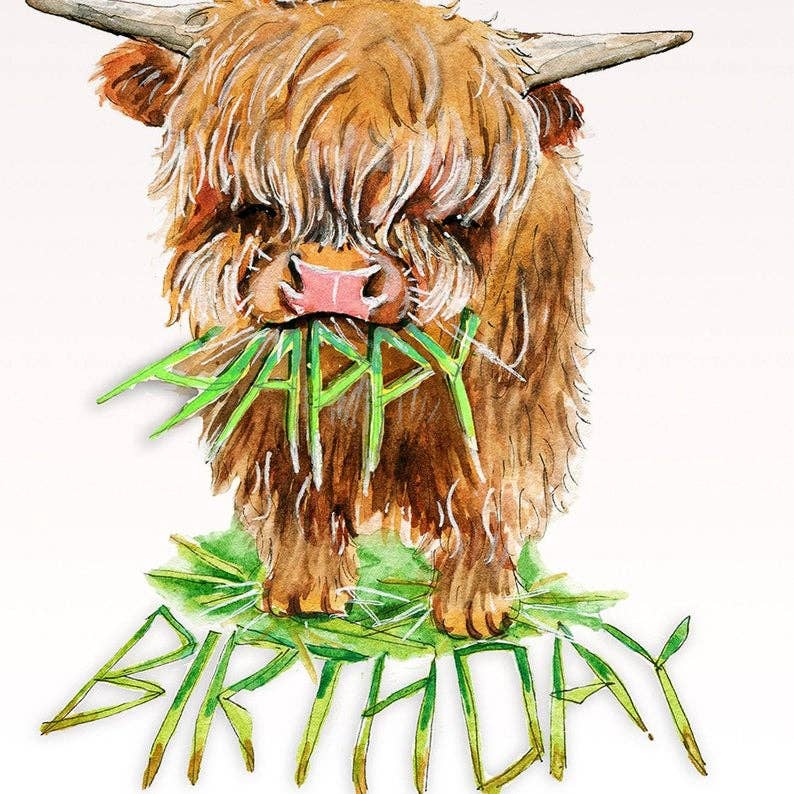 Herbivore Highland Cow “Happy Birthday” Card