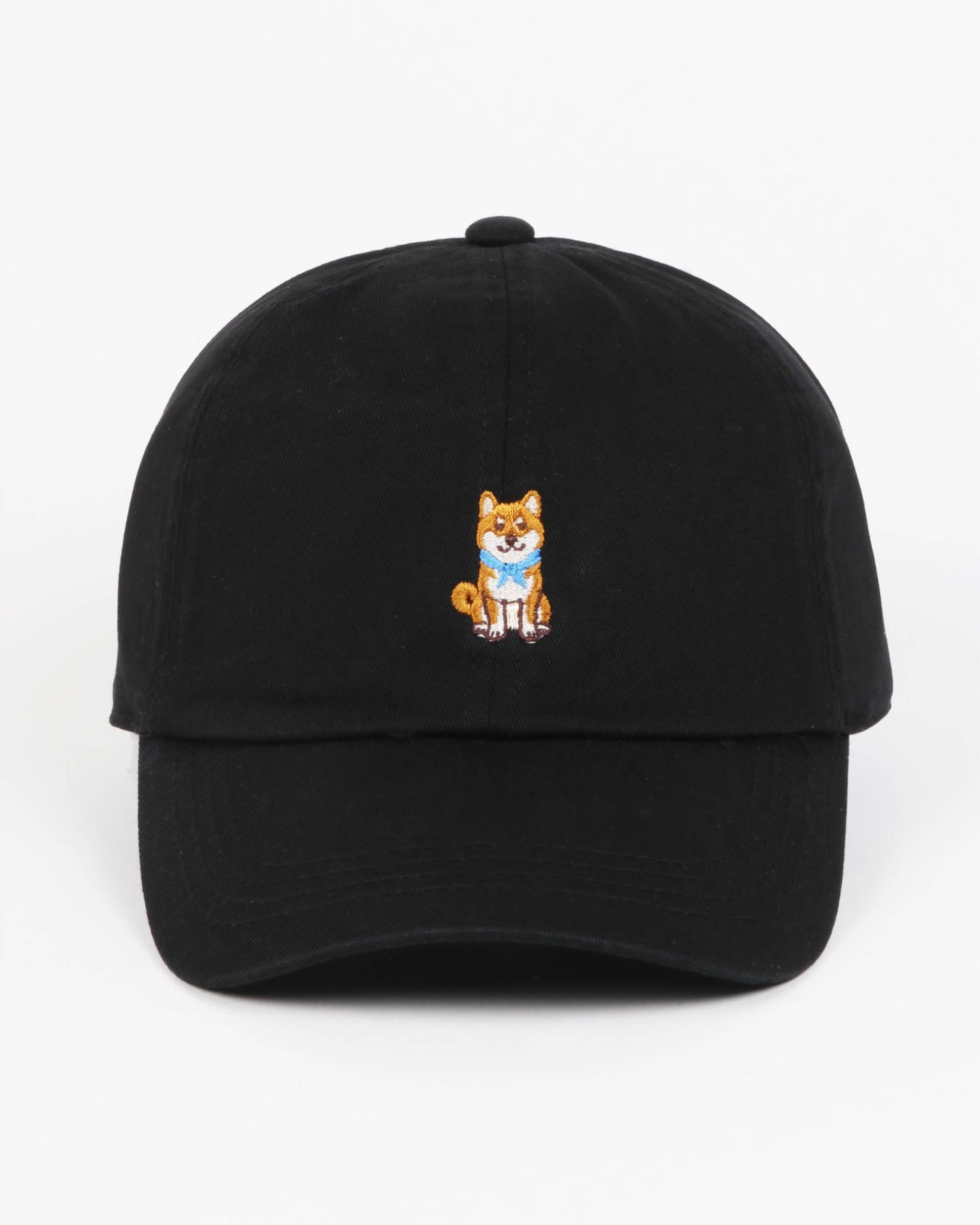 DOG SHIBA INU Embroidered Baseball Cap: Black