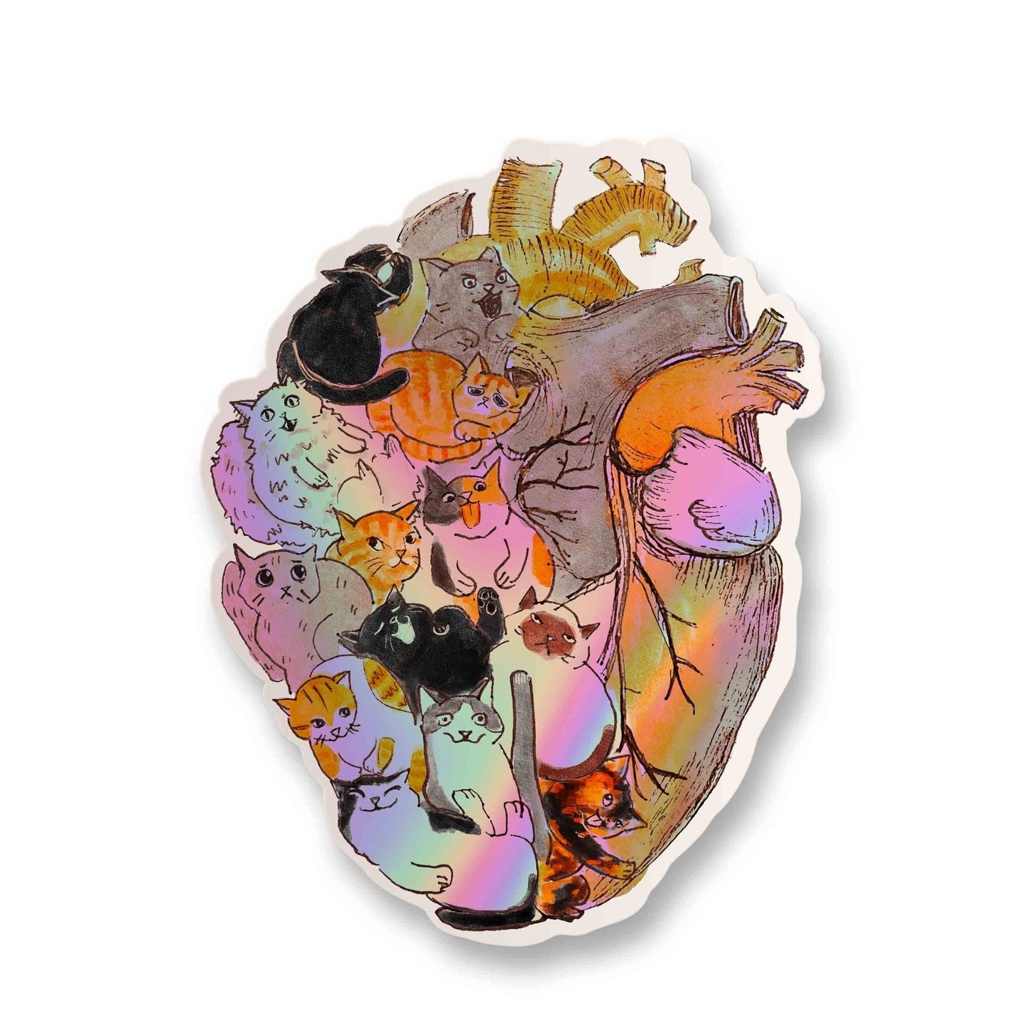 Cats In My Heart Holographic Vinyl Sticker