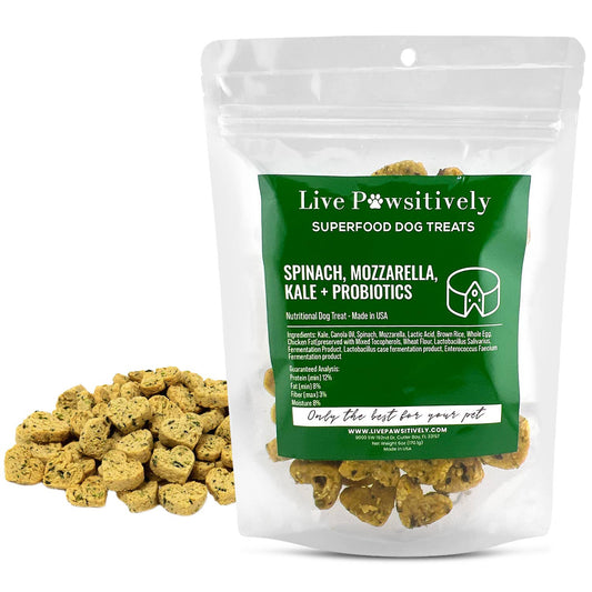 Spinach, Mozzarella, Kale & Probiotics (soft dog treat)