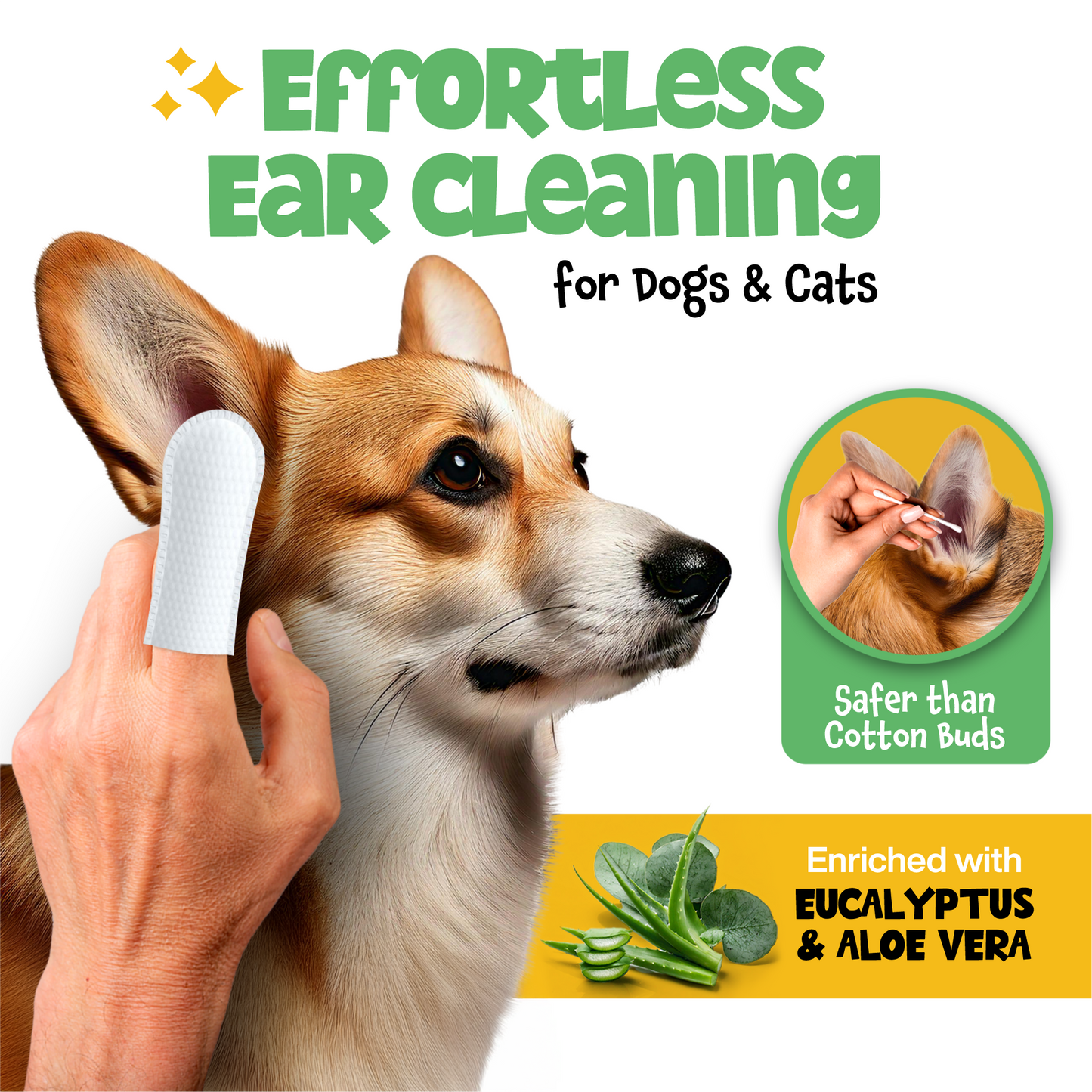 ROOFUS THE DOG Ear Wipes – Gentle, Hypoallergenic Ear Cleaner