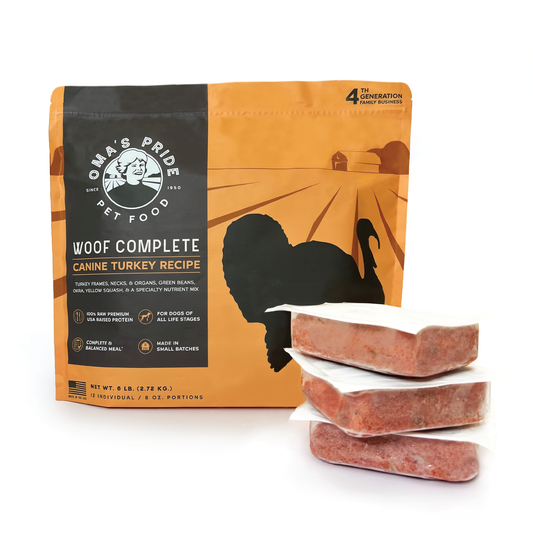 Oma's Pride Woof Complete Turkey Recipe Pre-Portioned Packs